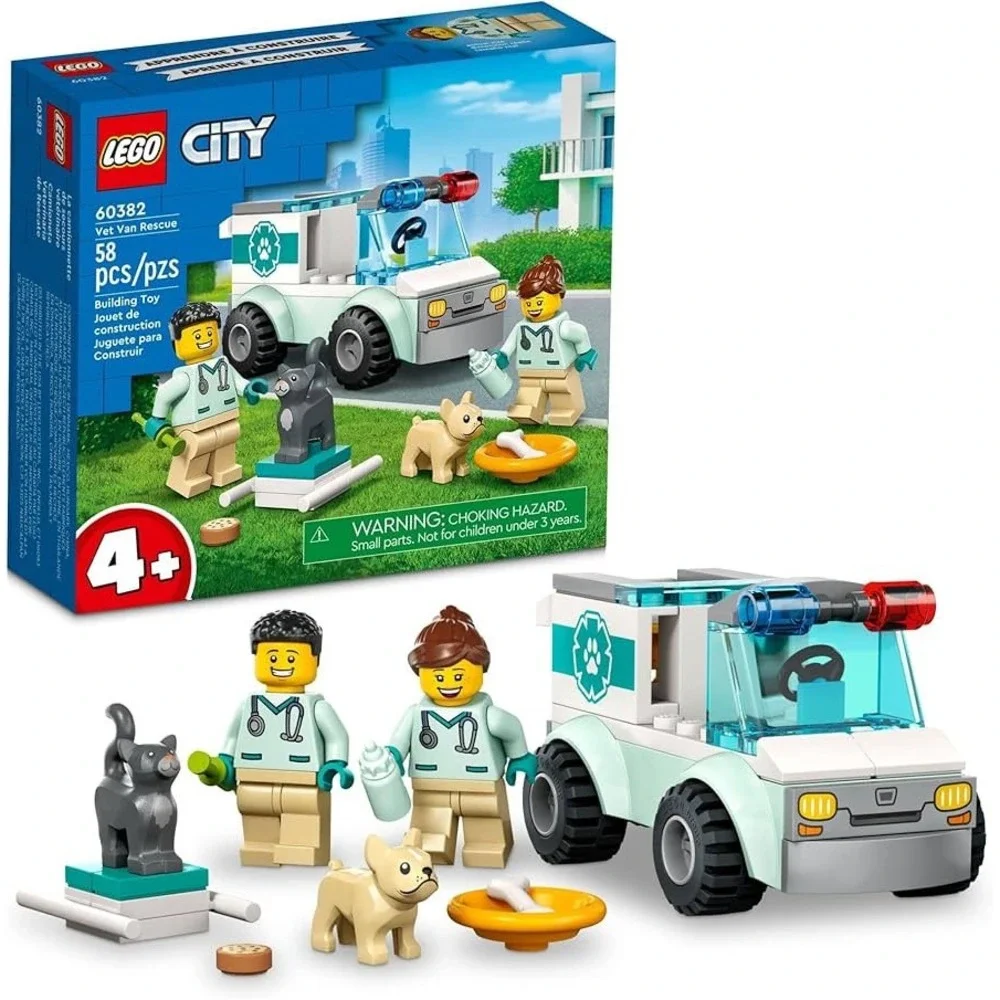 LEGO City Vet Van Rescue 60382 Building Toy Set 58 Pieces for Ages 4+ New